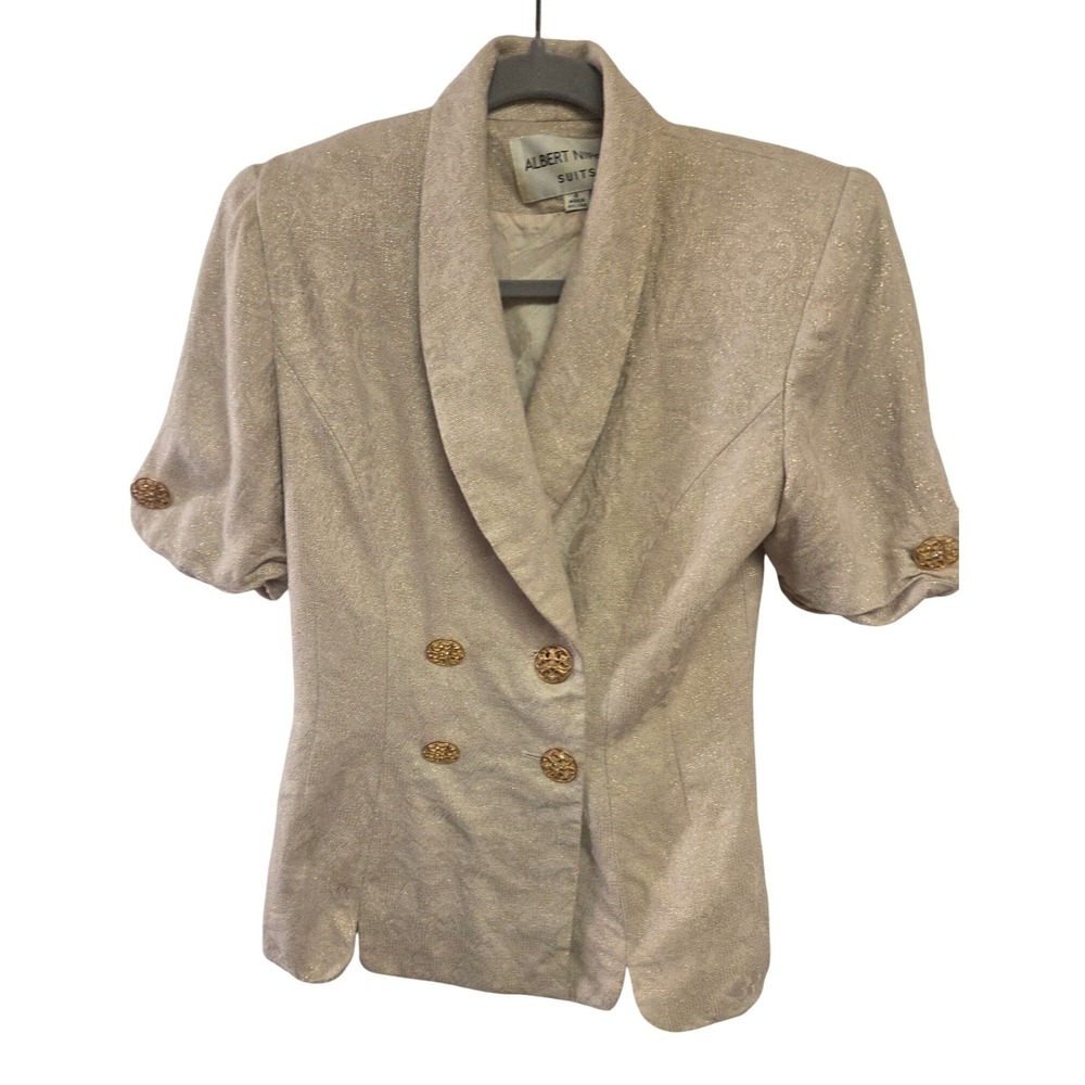 Vintage 60s Albert Nippon Womens Blazer Jacket Sparkle Double Breasted Size 4‎